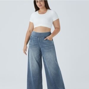 HALARA Flare Wide-Leg Jeans in Classic Blue